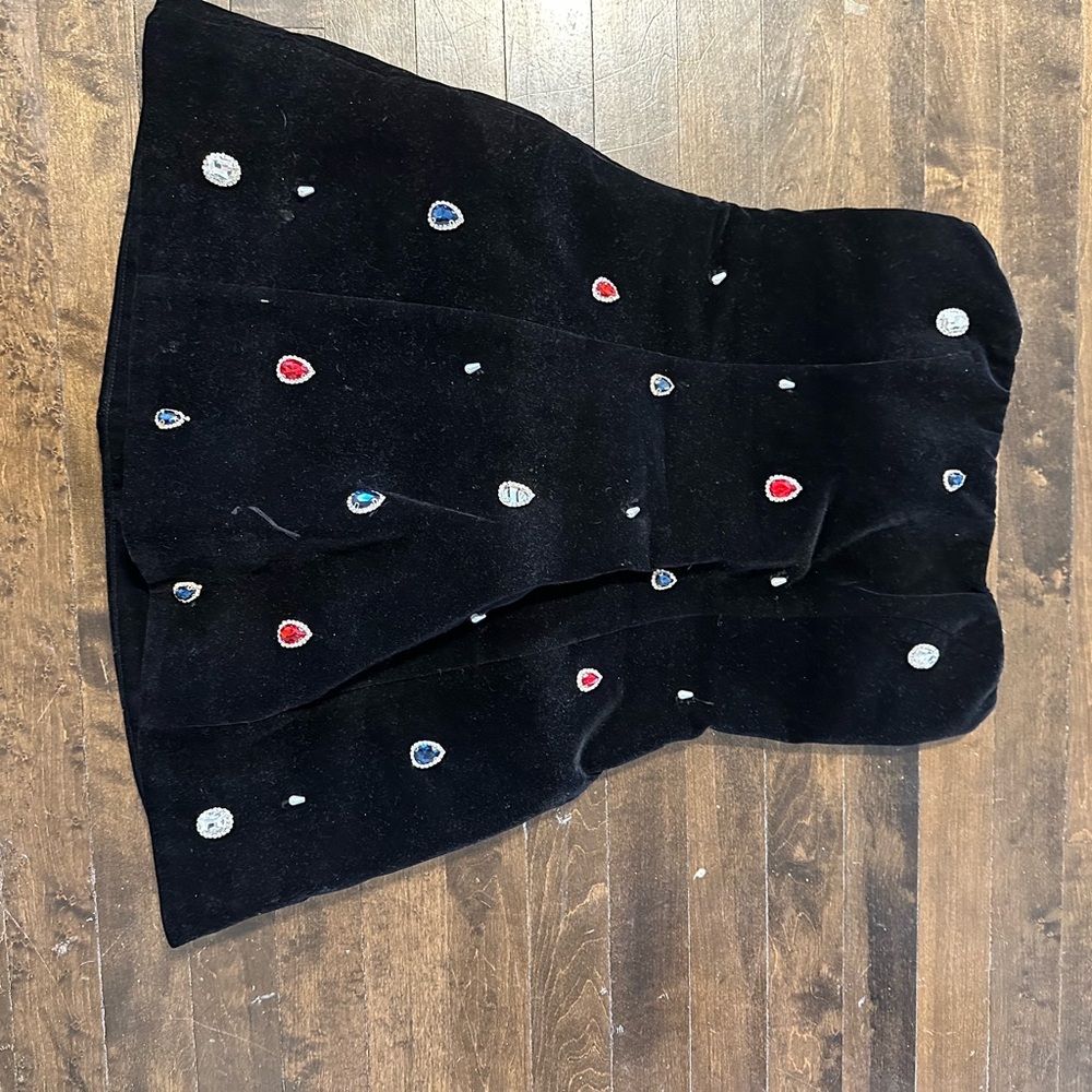 Chic Black A-Line Skirt with Colorful Embellishments